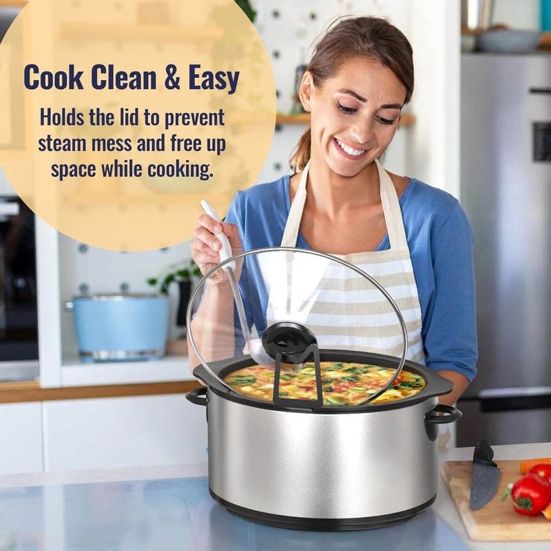 NiHome Slow Cooker Lid Holder Fit for Crockpot for Hands-Free Cooking, Fits Various Lid Sizes, Stable and Non-Slip Design, Prevents Water Stains on Countertops, Easy to Use, Space-Saving Storage - Image 5